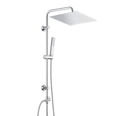 Imagen de Görbach Columna de Ducha Sin Grifo Set Altura Ajustable Acero Inoxidable Thermostato Monomando con Alcachofa Cabezal Lluvia en INOXI 30x30cm
