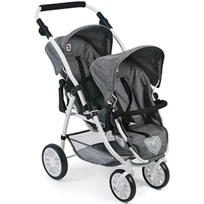 Imagen de Bayer Chic 2000 68976 Tandem Buggy Vario Coche de muñeca, gris (gris jeans), 3 a 7 años.