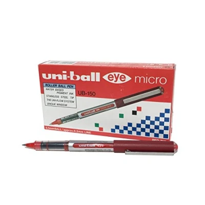 Imagen de Uni ball Eye Micro UB150 Bolígrafo de punta rodante (12 unidades), color rojo