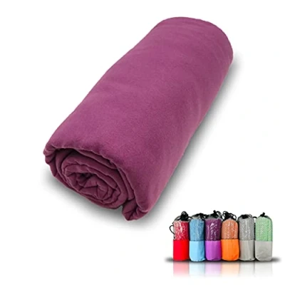 Imagen de Toalla De Microfibra Secado Super Rápido, para Deporte Gimnasio, Viaje y a la Playa, Absorbente Ultraligera (Morado, 80 x 150 cm)
