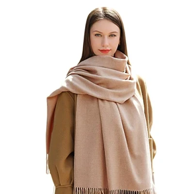 Imagen de MASADA Bufanda de invierno para mujer cálida y suave XXL 200 x 70 cm Beis