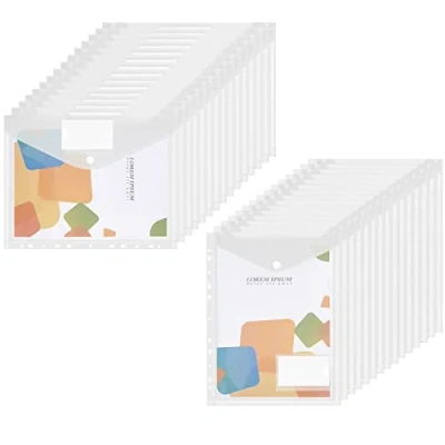 Imagen de Sosayet Carpetas Plastico A4, 30 PCS Portafolios a4 con 11 Agujeros, Carpeta Sobre Translúcidos para Oficina, la Escuela y el Hogar (Blanco)