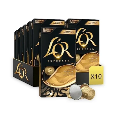 Imagen de L&#039;OR Flavours Espresso Cápsulas de Café Vainilla Intensidad 8 100 Compatibles Nespresso (R)