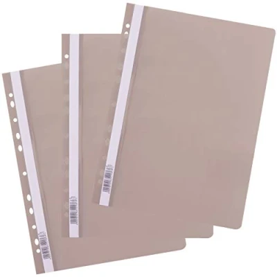 Imagen de D.RECT 25 unidades, carpeta A4 con perforación de plástico tapa frontal transparente, rápida lámina polipropileno, perforada, color gris