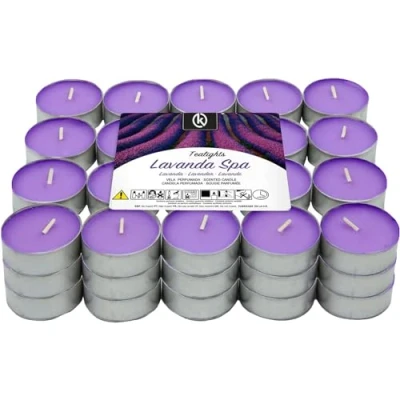 Imagen de KROWN Velas de Té Perfumadas, Decorativas Aromáticas (Lavanda, 60 Velas)