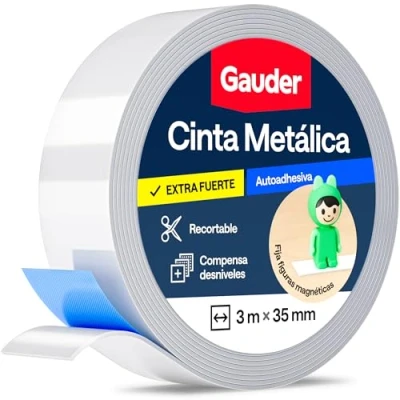Imagen de GAUDER Cinta metálica autoadhesiva I Tiras metálicas para imanes, figuras y estanterías Tonies® Banda (3 m)