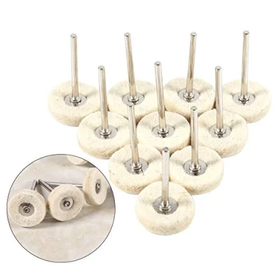 Imagen de Pilipane Juego de Ruedas pulidoras para Kit Pulido Dremel Fieltro Lana Montado en algodón Vástago 3 mm, Herramientas rotativas Accesorios Fit (10 Piezas)