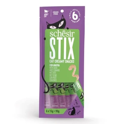 Imagen de Schesir Stix, Pato,cremoso y Rico en proteínas para Gato (72 sobre x 15g)