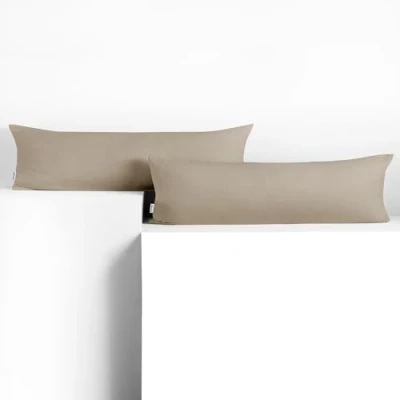 Imagen de DecoKing 2 Fundas de Almohada 20 x 120 cm, algodón, con Cremallera, Color marrón y ámbar