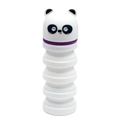 Imagen de Puckator Estuche portalápices telescópico Pop Up de Silicona Panda Animales Dulces, Multicolor, Extensible para lápices