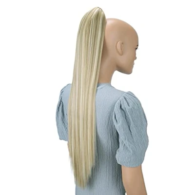 Imagen de CAISHA Postizo De 70 cm Trenza Cola Caballo Liso Extensiones Cabello Mezcla Rubio Claro H164