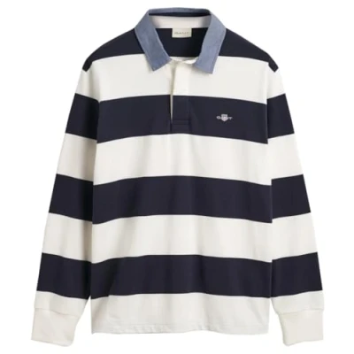 Imagen de GANT Chambray Stripe Heavy Rugger Camiseta de manga larga, Hombre, Talla: 4XL, Eggshell