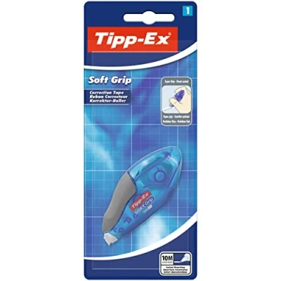 Imagen de Tipp Ex Soft Grip Cinta Correctora 10 m x 4.2 mm, Pack de 1 Óptimo para los Estudiantes