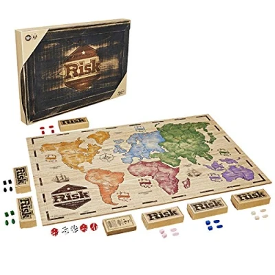 Imagen de Hasbro Risk Rustic, juego de estrategia grande en edición madera, versión alemán (C2322)