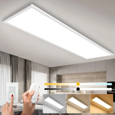 Imagen de Thanger Plafón LED Techo con Control Remoto 100x25 CM, Lámpara Regulable 28W, de Oficina Función Memoria, 2700K 6500K Blanco Cálido Frío Panel para Cocina Sala
