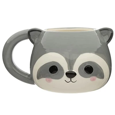 Imagen de Puckator Taza de cerámica con forma cabeza mapache Animales dulces
