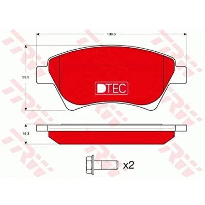 Imagen de TRW DTEC COTEC GDB1552DTE Juego de pastillas freno no preparado para indicador desgaste con tornillos pinza accesorios