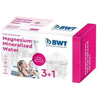 Imagen de BWT Pack 3+1 Filtros con magnesio mejora el sistema inmunológico, reduce la cal, cloro, las impurezas del agua y sabor para 4 meses
