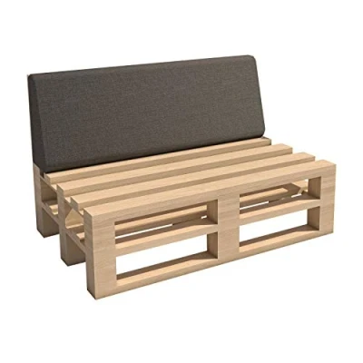 Imagen de chilly pilley Cojín De Palet Jardín Interior Exterior Lavable Extraíble Asiento Respaldo (Cojín Trasero 120x40x10/20, Gris)
