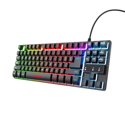 Imagen de Teclado gaming Trust GXT 833 Thado TKL, Con Cable, 87 Teclas, Iluminación RGB, USB, Anti Ghosting, Negro