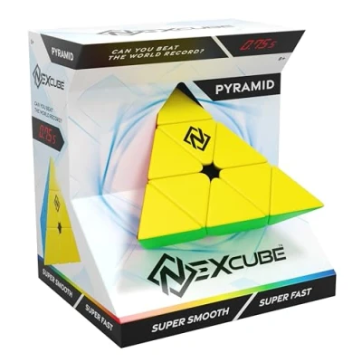 Imagen de Nexcube Pyramid Original Juego de Puzzle en Forma triángulo para Adultos y niños Desafío Velocidad Diseño Redondeado fácil Girar Pensar, desarrolla la imaginación