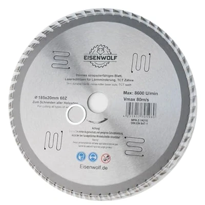 Imagen de Hoja de sierra circular 185 mm, para madera, x 20 60 dientes