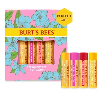Imagen de Burt&#039;s Bees Set de regalo bálsamo labial, cera abejas, fresa, piña tropical, pitahaya y limón, In Full Bloom, 4 x 4,25 gramos