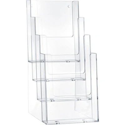 Imagen de Helit H2352002 Porta folletos de mesa, 4 x 1/3 DIN A4, 116 120 257 mm, Transparente