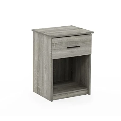 Imagen de Furinno Tidur Mesita de Noche con asa y un cajón, Madera ingeniería, Roble Francés Gris, 45 (W) x 61.3 (H) 39.8 (D) cm