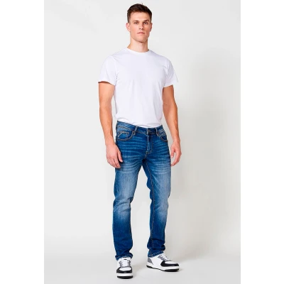 Imagen de Pantalón denim largo straigth regular fit con bolsillos color Azul para Hombre