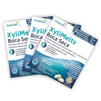 Imagen de OraCoat XyliMelts 120 pastillas adhesivas contra la sequedad bucal Discreto Se puede utilizar durante el sueño vegano Neutral