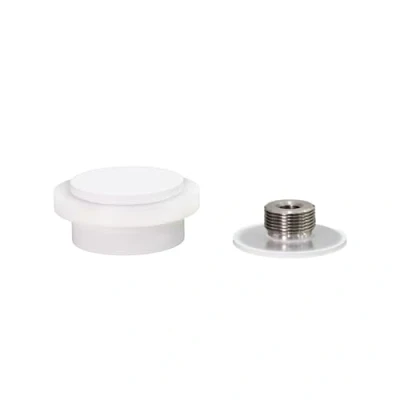 Imagen de EVI Herrajes Tope de Puerta Adhesivo 45 x 20 mm Base Roscada Goma Blanca Acero Inoxidable Lacado Blanco Incluye Tornillo + Taco Sujeción Mod. I 203/35X19 DUAL BL