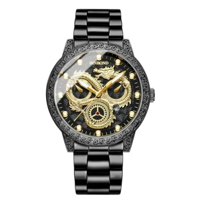 Imagen de JewelryWe Reloj Impermeable Redondo para Hombre : de Cuarzo Analógico Puntero Luminoso Escala Calendario Pantalla Correa Acero Inoxidable Negocios Ocio y Regalo Negro