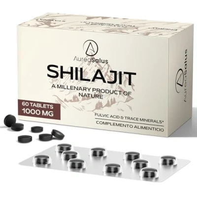 Imagen de Shilajit tabletas 30.000 mg, 60 unidades de del Himalaya (1000 mg por porción), ricas en más 85 minerales y ácido fúlvico, conveniente que la resina (60 tabletas)