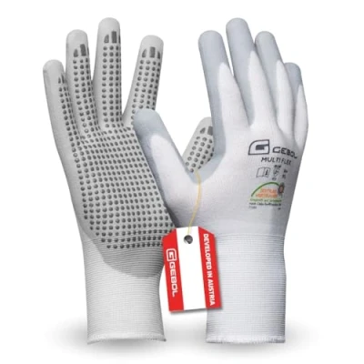 Imagen de Gebol Guantes de trabajo nailon con botones, dermatológicamente probados, talla XL (Gr 10), color blanco, 1 par