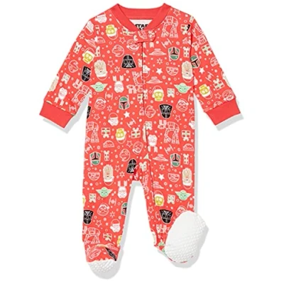 Imagen de Amazon Essentials Disney Marvel Star Wars Pijama Ceñido de Algodón con Pies Unisex Bebés, Holiday Sleep &amp; Play, Prematuro