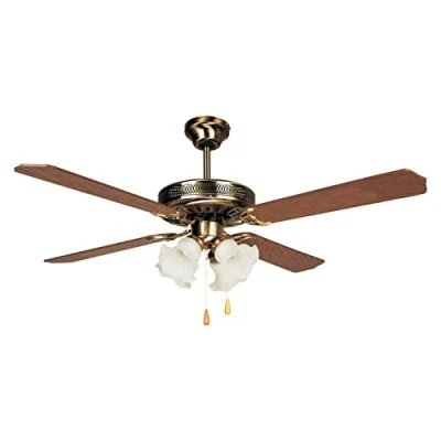 Imagen de Orbegozo CT 10132 M Ventilador de techo con luz, 4 palas reversibles, diámetro 132 cm, 60 W y 3 velocidades, madera