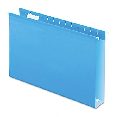 Imagen de Pendaflex 04153X2 BLU Carpetas colgantes reforzadas de capacidad extra, 2 pulgadas, tamaño legal, azul, corte 1/5, 25/BX (4153x2 BLU)