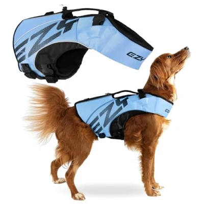 Imagen de EZYDOG X2 Boost Chaleco Salvavidas Canotaje, Apto para Perros, Tabla de Remo, flotabilidad Superior, Mango Rescate, (Grande, Azul)