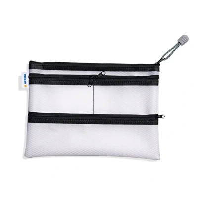 Imagen de HERMA 20295 bolsa universal A5 con cremallera negro transparente, organizador de bolsos cierre grande y 4 bolsillos separados, almacenamiento para documentos, documentos