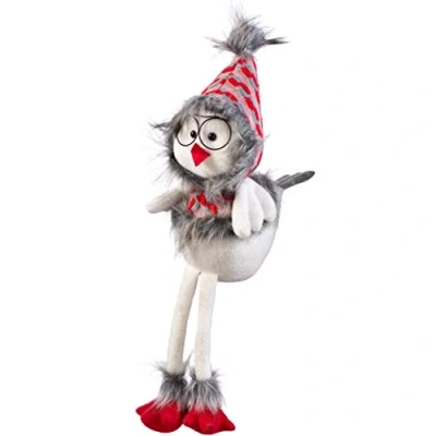 Imagen de WeRChristmas Figura de pájaro Navidad Sentado con Patas Suaves, Multicolor, 42 cm