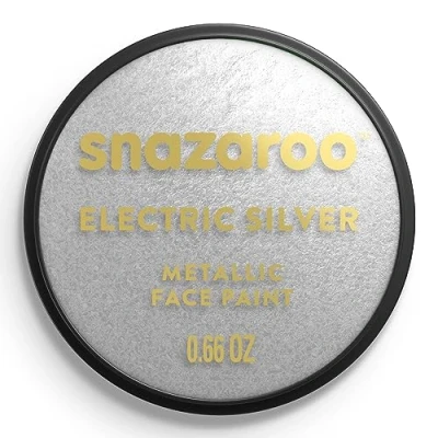 Imagen de Snazaroo Pintura facial y corporal, 18 ml, color plata metálico, profesional a base de agua, pastilla aquacolor individual para adultos, niños efectos especiales