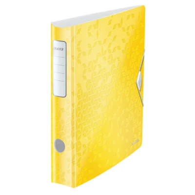 Imagen de Leitz Active Archivador de Palanca A4, Amarillo, Lomo Curvado 65mm Ancho, Cierre Elástico, Polyfoam Ligero, Gama WOW, 11070016