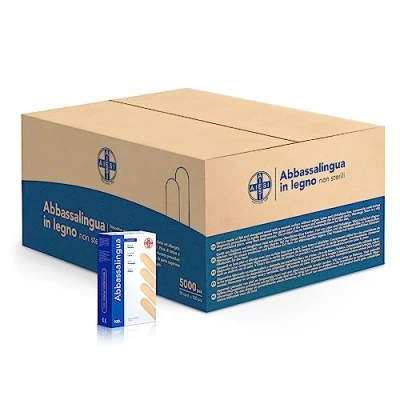 Imagen de AIESI® Depresores de madera NO ESTERILES un solo uso (Paquete 5000 piezas)