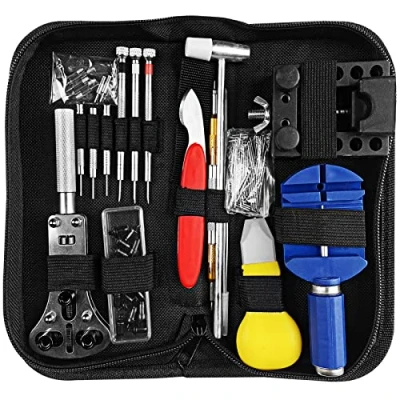 Imagen de Newpop 147 Pcs Kit de Reparación Relojes, Profesionales Completo Herramientas Relojero Ajuste Correa para Cambiar Pilas, Abridor Tapas, con Destornillador, Barra Resorte