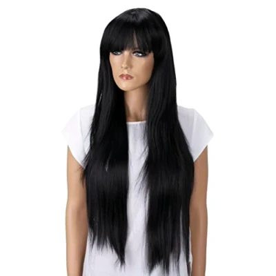 Imagen de CAISHA Peluca De Pelo Largo Liso Cosplay Resistente Al Calor Negro FZ502d