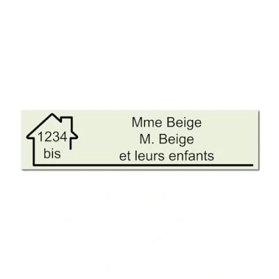 Imagen de Placa grabada para nombre y número buzón autoadhesivo, 10 x 2,5 cm, personalizada, 1 a 3 líneas, color beige
