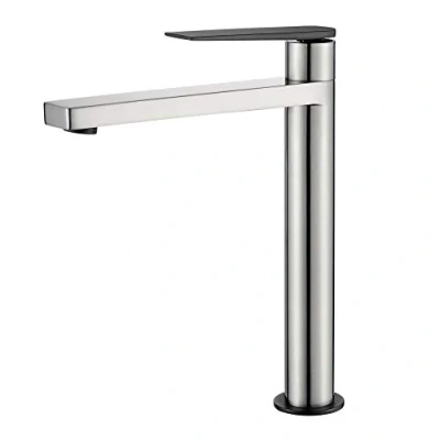 Imagen de GRIFEMA G11101A Lyon Grifo de lavabo alto mezclador monomando baño níquel cepillado, Gris [Exclusivo en Amazon]