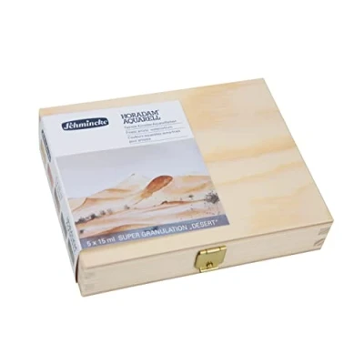 Imagen de Schmincke HORADAM® AQUARELL, Super Granulation Set Desierto, 5 tubos de 15 ml, 74 869 097, caja madera, tonos muy granulados, acuarelas finas supergranuladas.