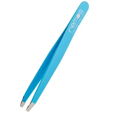 Imagen de REMOS Pinzas de cejas acero inoxidable con punta recta 9,5 cm en azul